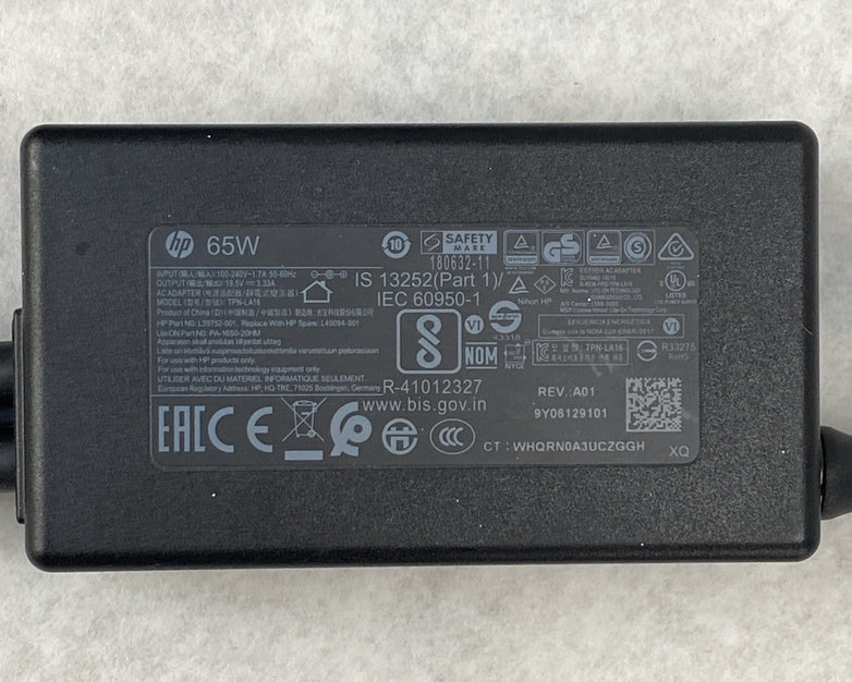 HP TPN-LA16 65W 19.5V 3.33A 7.4mm Laptop AC Adapter w/ Power Cord (Lot of 10)