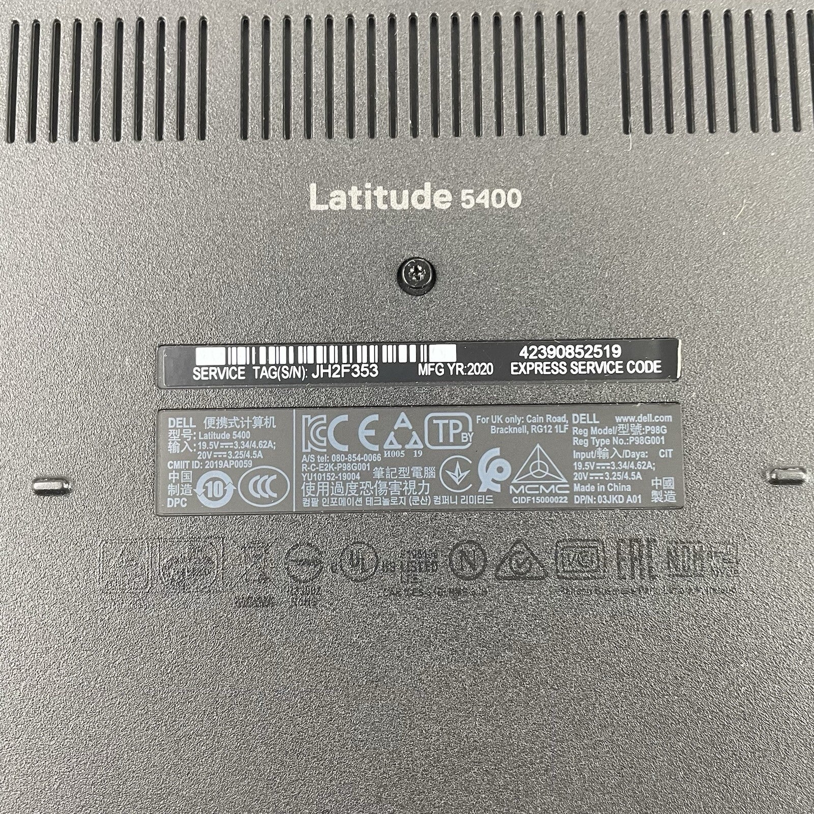 Dell Latitude 5400 14" i7-8665U 1.90 GHz 8 GB RAM No SSD/OS/AC - READ17