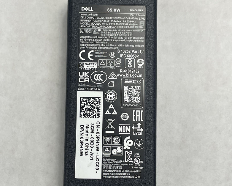 Dell 65W AC Adapter Laptop Charger 19.5V 3.34A Black LA65NS2-01 Lot of 3