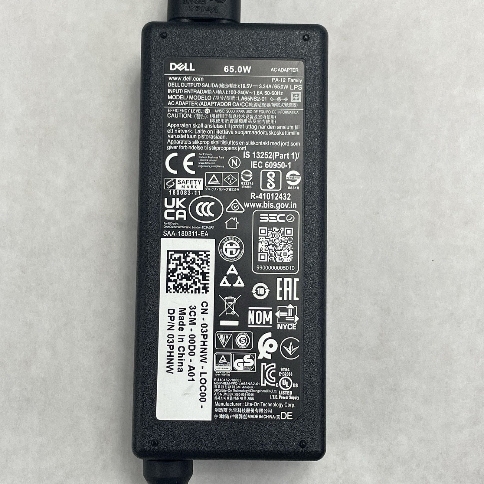 Dell 65W AC Adapter Laptop Charger 19.5V 3.34A Black LA65NS2-01 Lot of 34