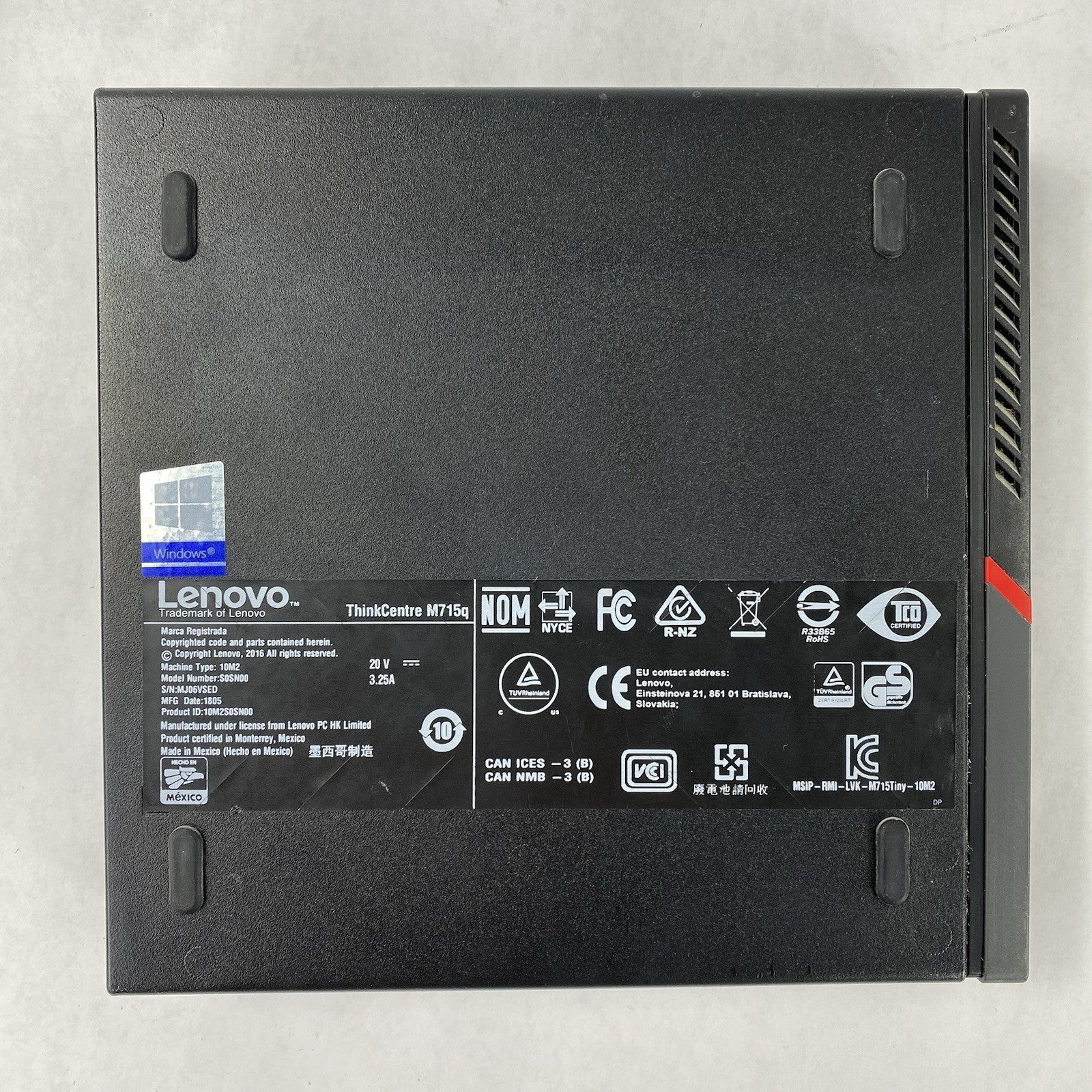 Lenovo ThinkCentre M715Q Micro AMD Pro A10-9700E 3GHz 8GB RAM No HDD/OS/AC