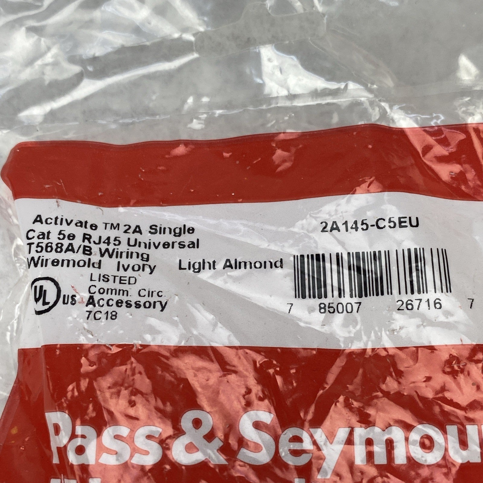 Pass & Seymour 2A145-C5EU Activate 2A Single Cat 5e RJ45 Wiremold Ivory - Lot 153