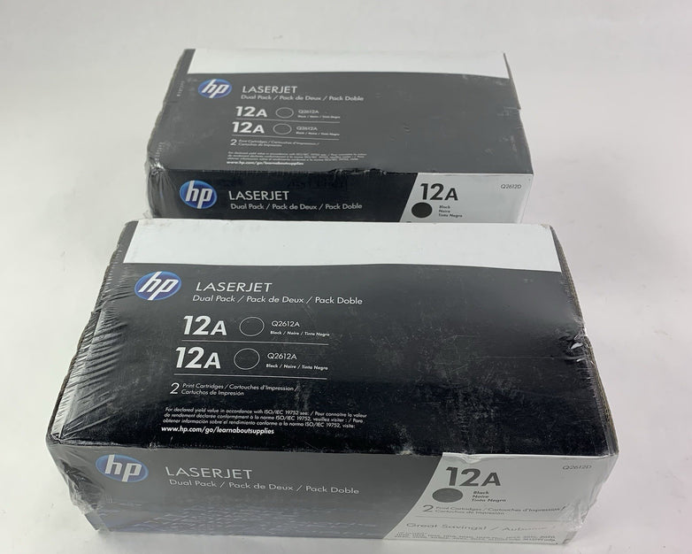 HP Q2612D LaserJet 12A Black Dual Pack Print Cartridges Pack of 2 - New