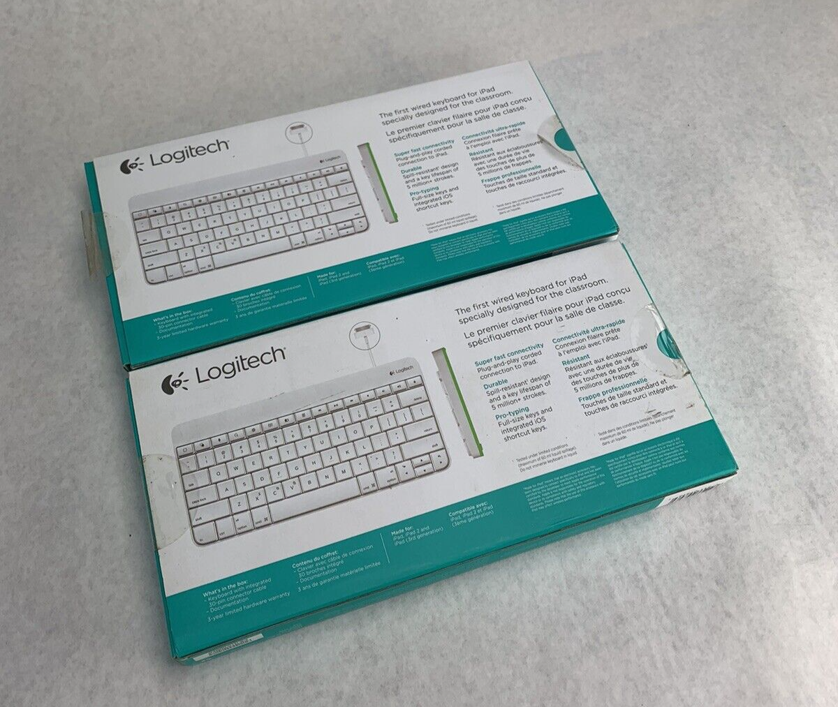 Lot of 2 Logitech Wired Keyboard for iPad