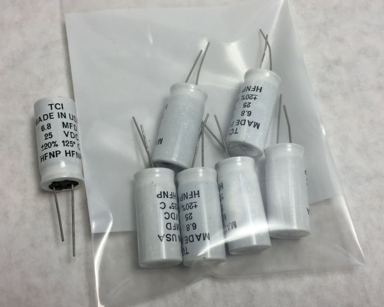 NOS  TCI  6.8 MFD  25 VDC  HFNP Capacitor   Lot of 7