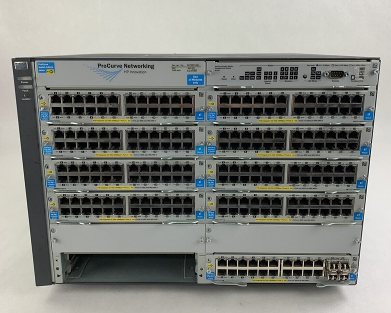 HP ProCurve J8698A 5412zl 8x J8702A 1x J8705A Gig PoE Network Switch Tested