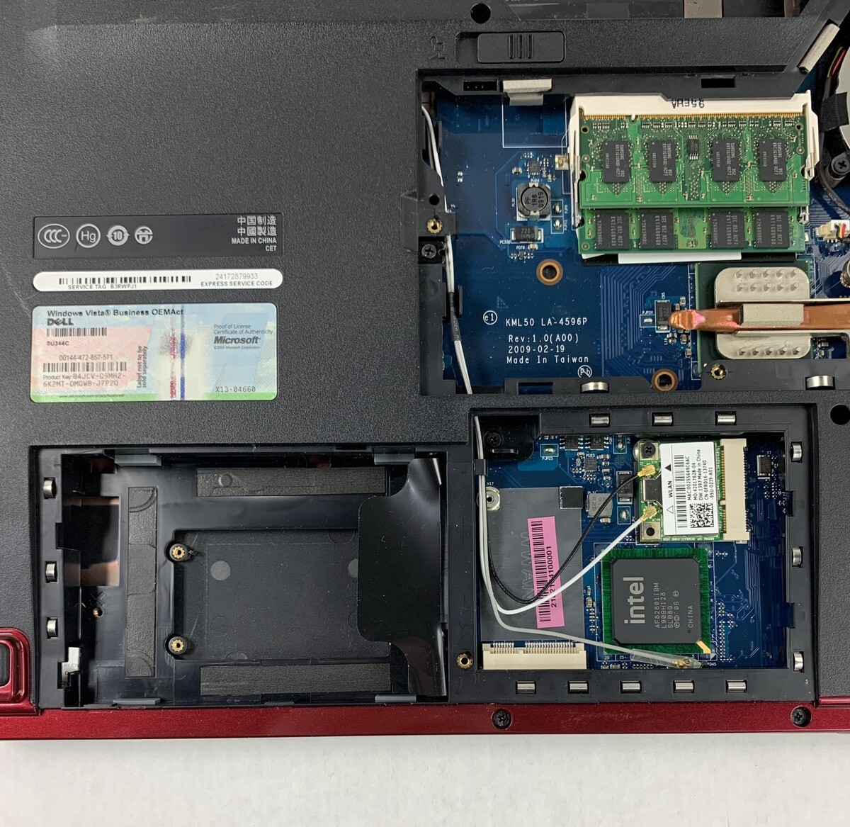 Dell Vostro 1520 Core 2 Duo T6570 2.10 GHz 3 GB Ram No OS No HDD No Batt No AC