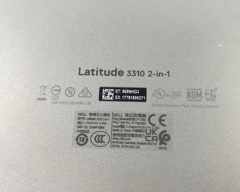 Dell Latitude 3310 13.3" i3-8145U 2.10GHz 8GB RAM No SSD/OS/AC