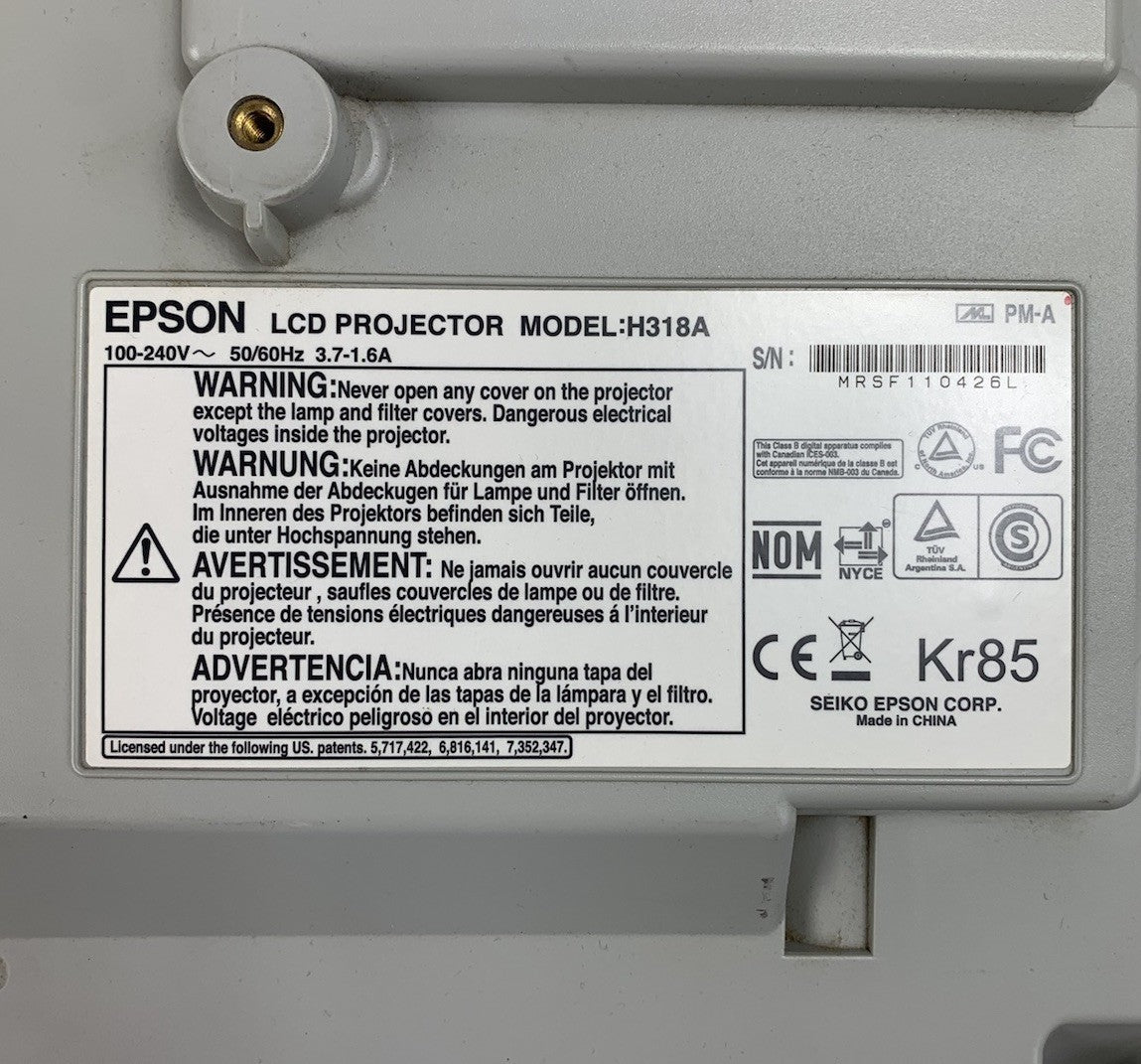 Epson Brightlink H318A LCD Projector 128 Lamp Hours