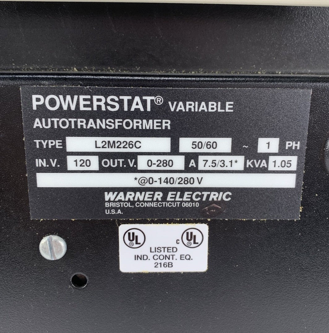 Warner Electric L2M226C Powerstat Variable Autotransformer - Tested6