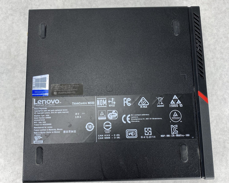 Lenovo ThinkCentre M600 Micro Pentium J3710 1.6GHz 8GB RAM No HDD OS Power Cord