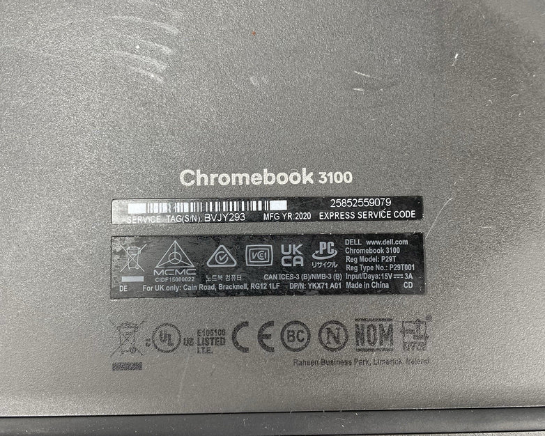 Dell Chromebook 3100 11.6" Celeron N4020 1.1GHz 4GB RAM 16 GB No AC - Mid Batt