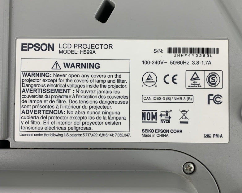 Epson H599A BrightLink 595Wi LCD Lamp Projector 169 Lamp Hours No Remote