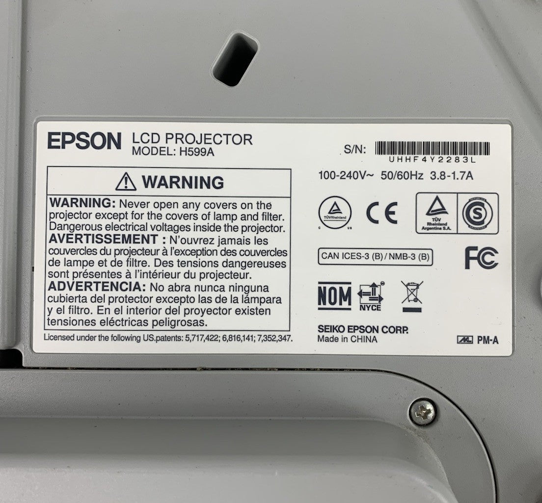 Epson H599A BrightLink 595Wi LCD Lamp Projector 169 Lamp Hours No Remote7
