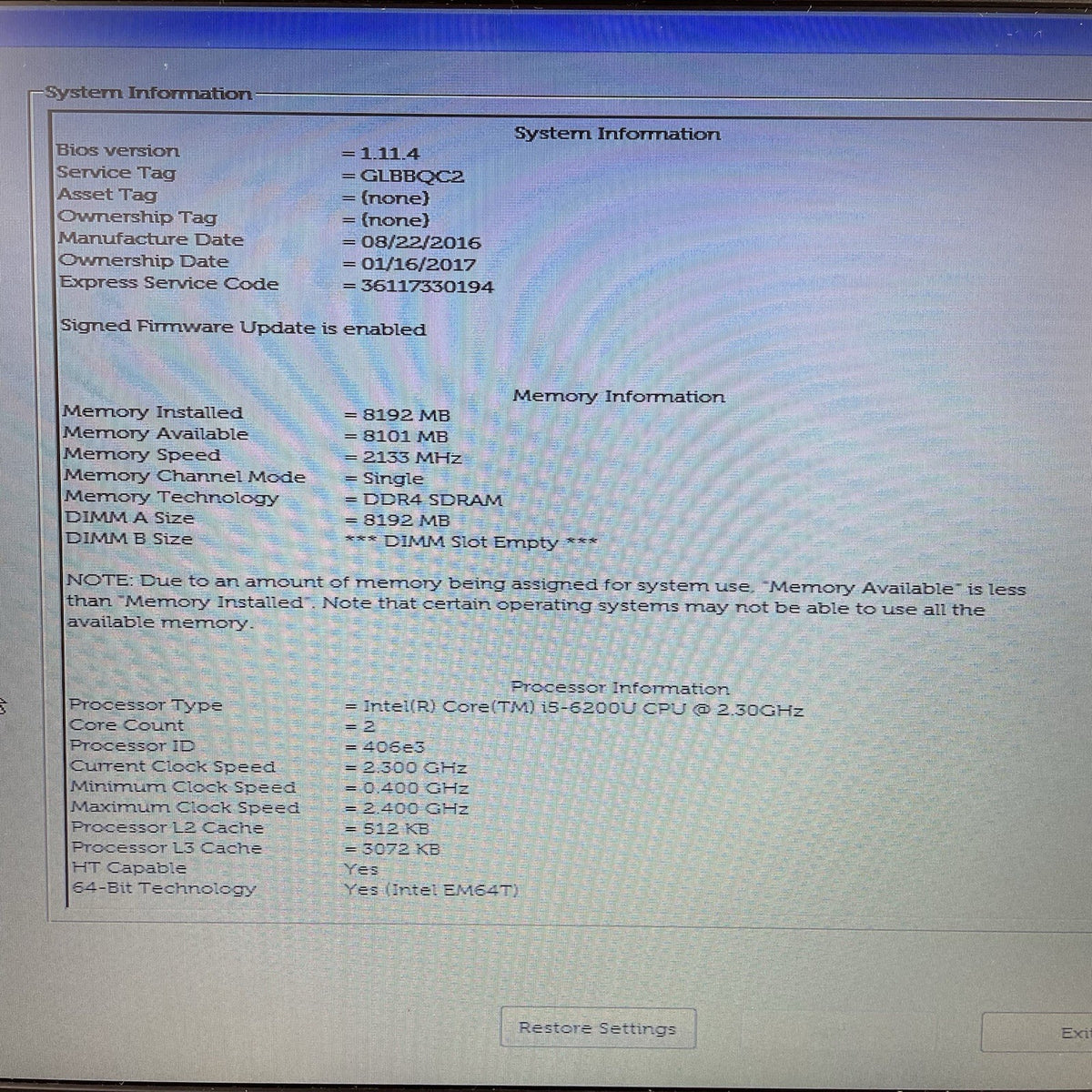 Dell Latitude E5570 15.6" i5-6200U 2.30 GHz 8 GB RAM No SSD/OS/AC4