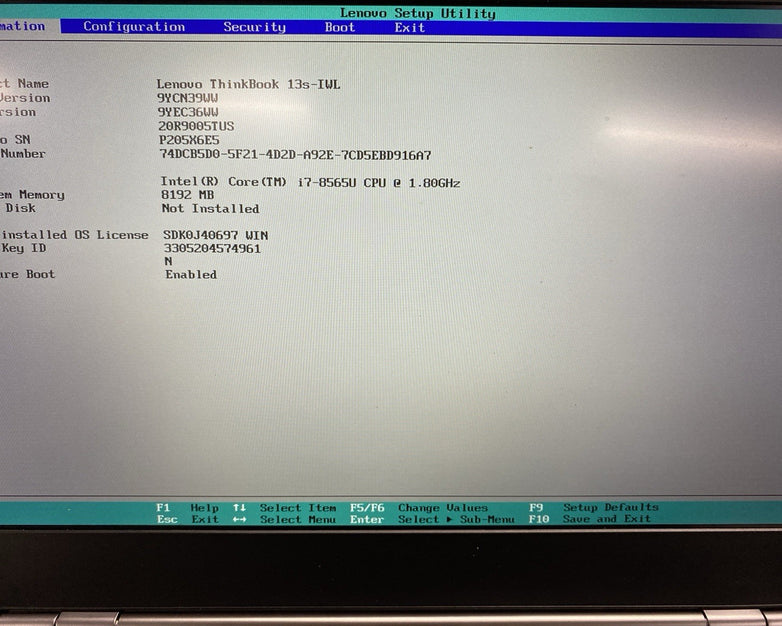 Lenovo ThinkBook 13s-IWL i7-8565U 8GB RAM 13.3" No Battery No HDD - Bad Trackpad