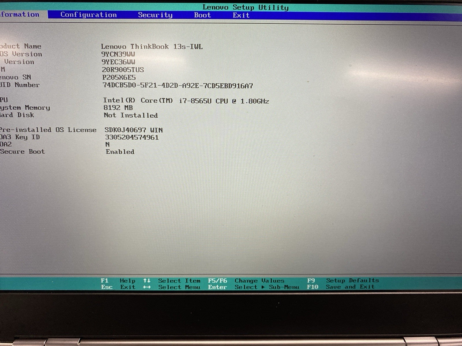 Lenovo ThinkBook 13s-IWL i7-8565U 8GB RAM 13.3" No Battery No HDD - Bad Trackpad