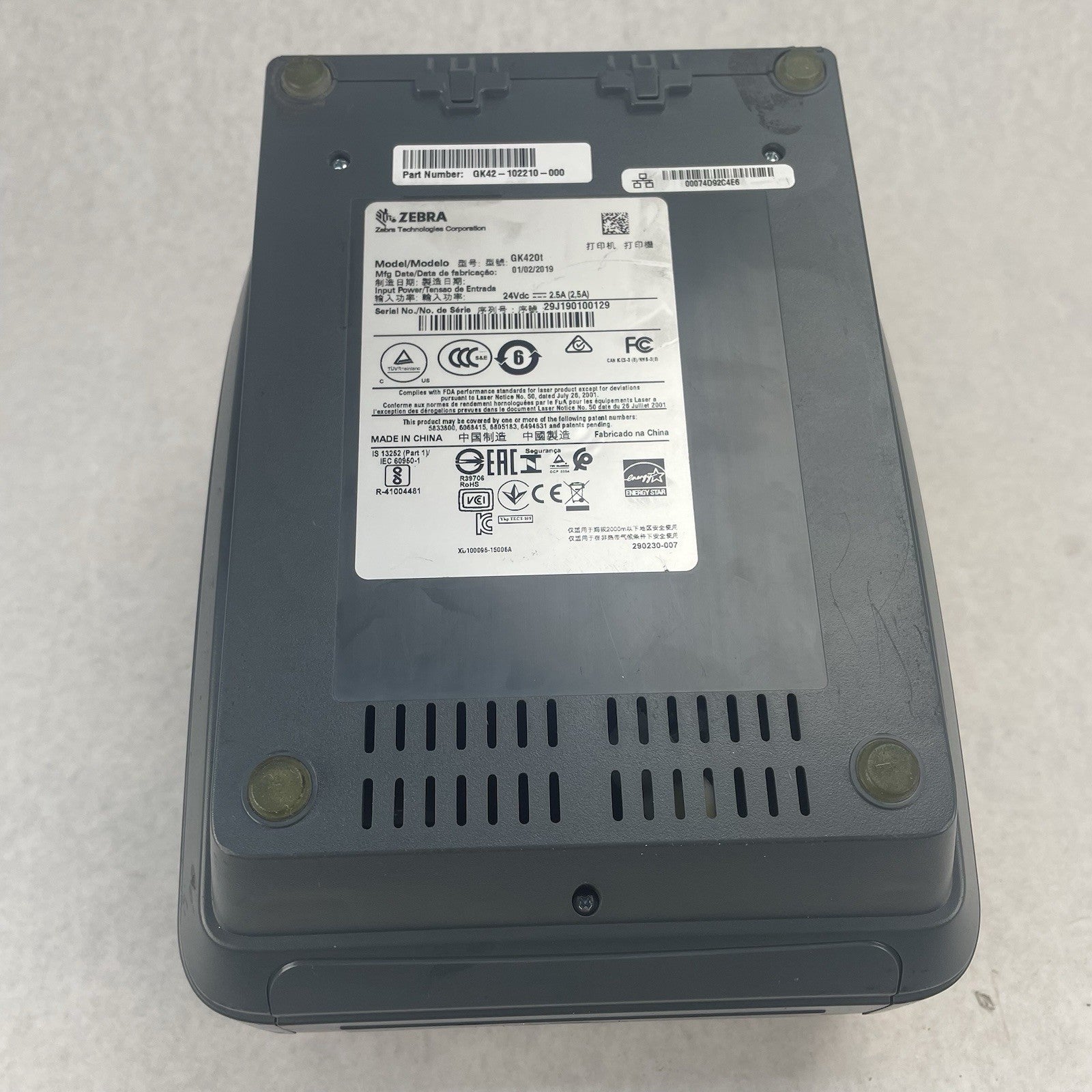 Zebra GK420t Thermal Label Printer Parts 139,78811