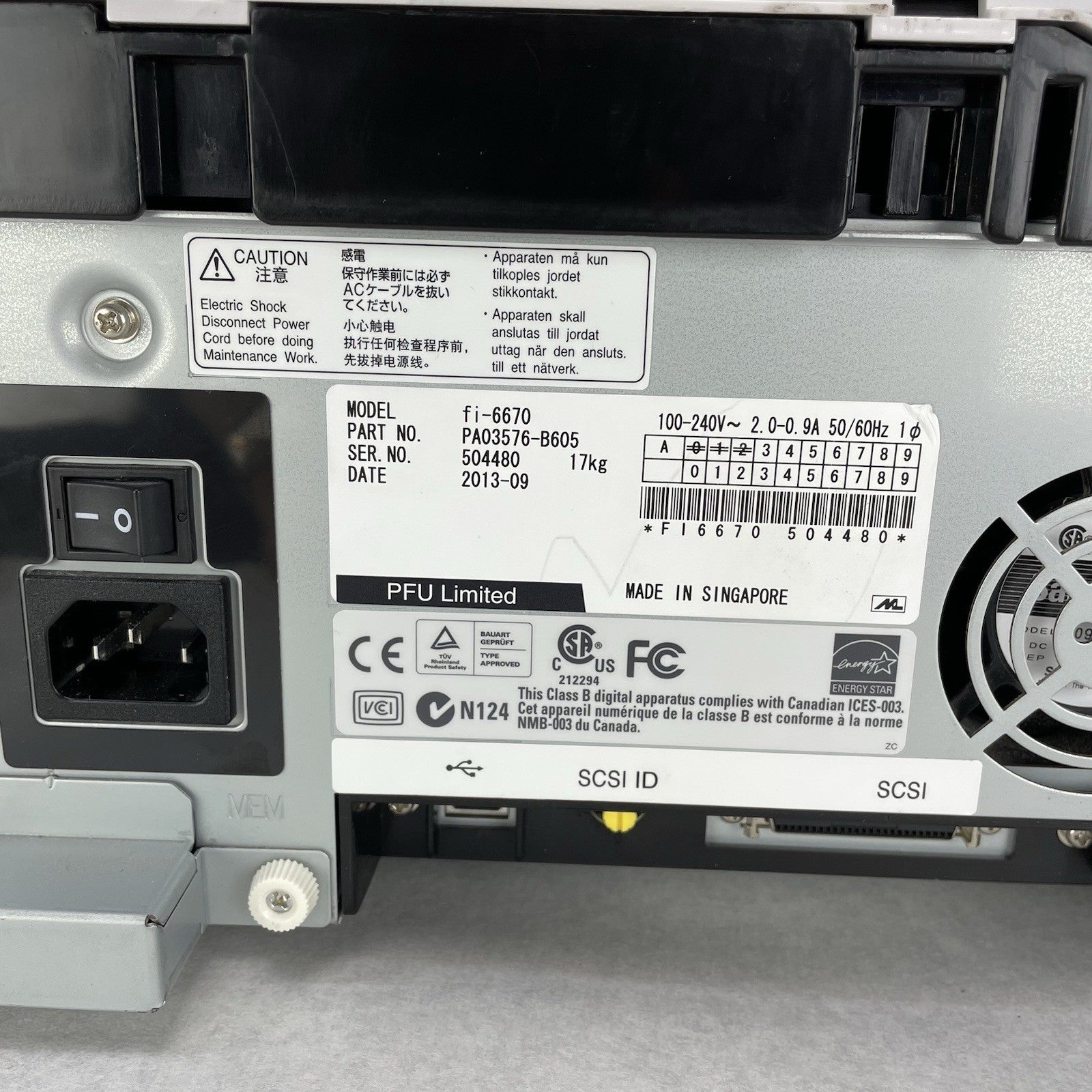 Fujitsu Fi-6670 Color Duplex USB Scanner 519750 Page Count No Trays Tested