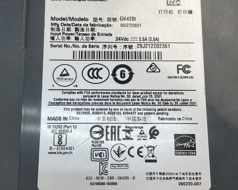 Zebra GK420T Thermal Label Printer Desktop USB Barcode Printer Tested