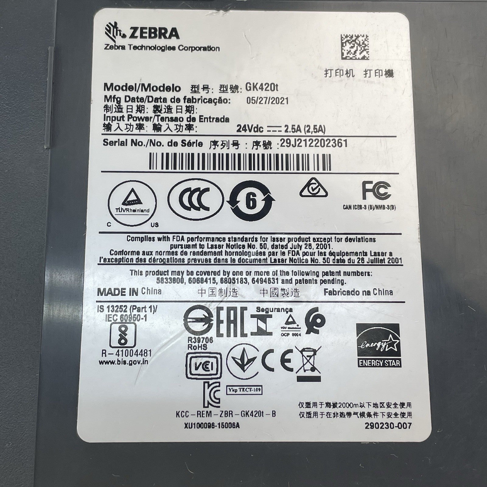 Zebra GK420T Thermal Label Printer Desktop USB Barcode Printer Tested14