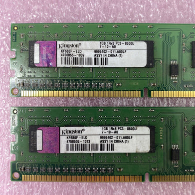 Lot( 2 ) 1GB Kingston KF680F-ELD DDR3 PC3-8500U 1066MHz 240Pin DIMM Desktop RAM