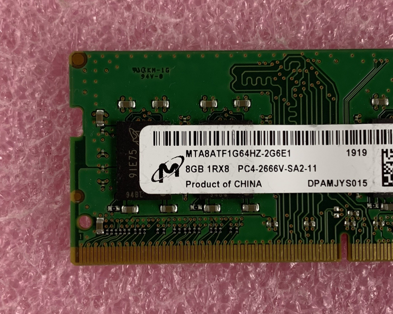 Micron MTA8ATF1G64HZ-2G6E1 8 GB 1Rx8 PC4-2666V-SA2-11 SODIMM Laptop Memory Ram