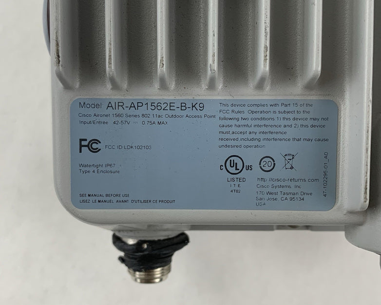 Cisco AIR-AP1562E-B-K9 Exterior Access Point Tested Reset No PoE or Reset Cover