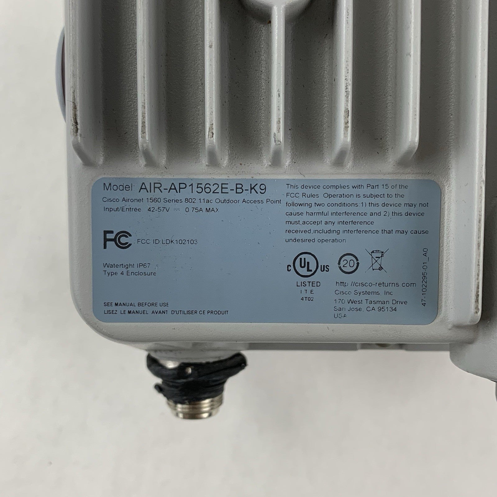 Cisco AIR-AP1562E-B-K9 Exterior Access Point Tested Reset No PoE or Reset Cover8