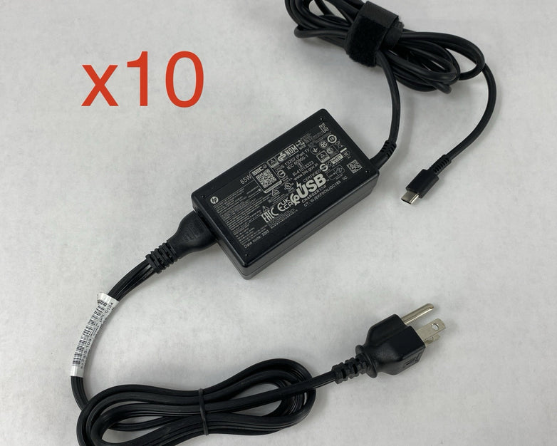 HP TPN-CA21 65W 20V 3.25A USB-C Tip Charger AC Adapter (Lot of 10)