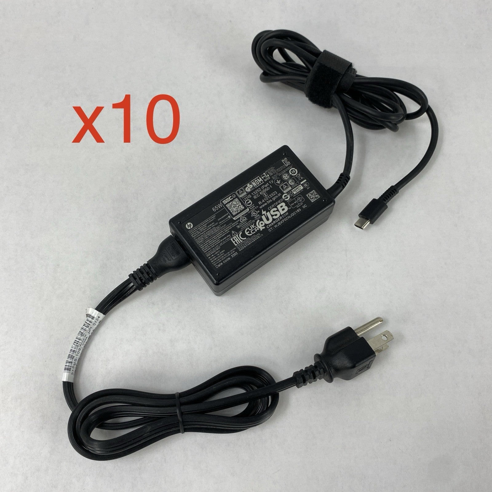 HP TPN-CA21 65W 20V 3.25A USB-C Tip Charger AC Adapter (Lot of 10)0