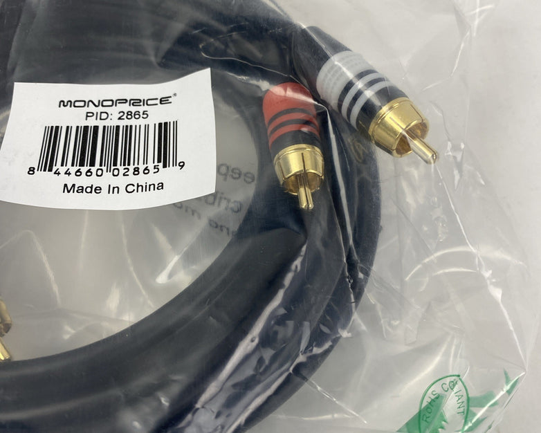 Monoprice 2865 12' 22G Dual Male RCA Plug CBL 2-RCA Plug - Lot of 2
