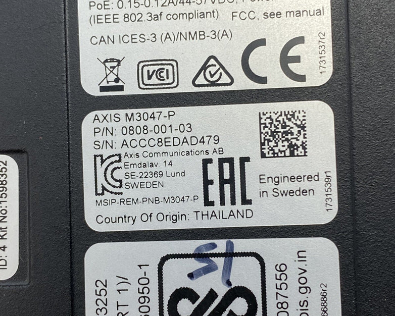 Axis M3047-P Indoor Network Security Camera System Untested For Parts or Repair