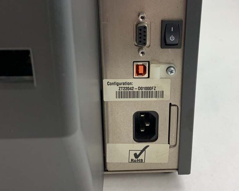 Zebra ZT220 ZT22042-D01000FZ Thermal Label Printer Tested Missing Clamp Handle