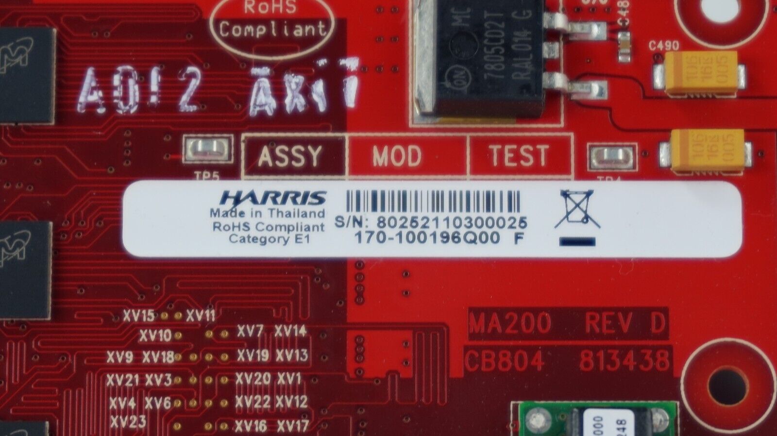 HARRIS MA-200 Rev D Video Editing Card 170-100196Q00 F w/ Cables