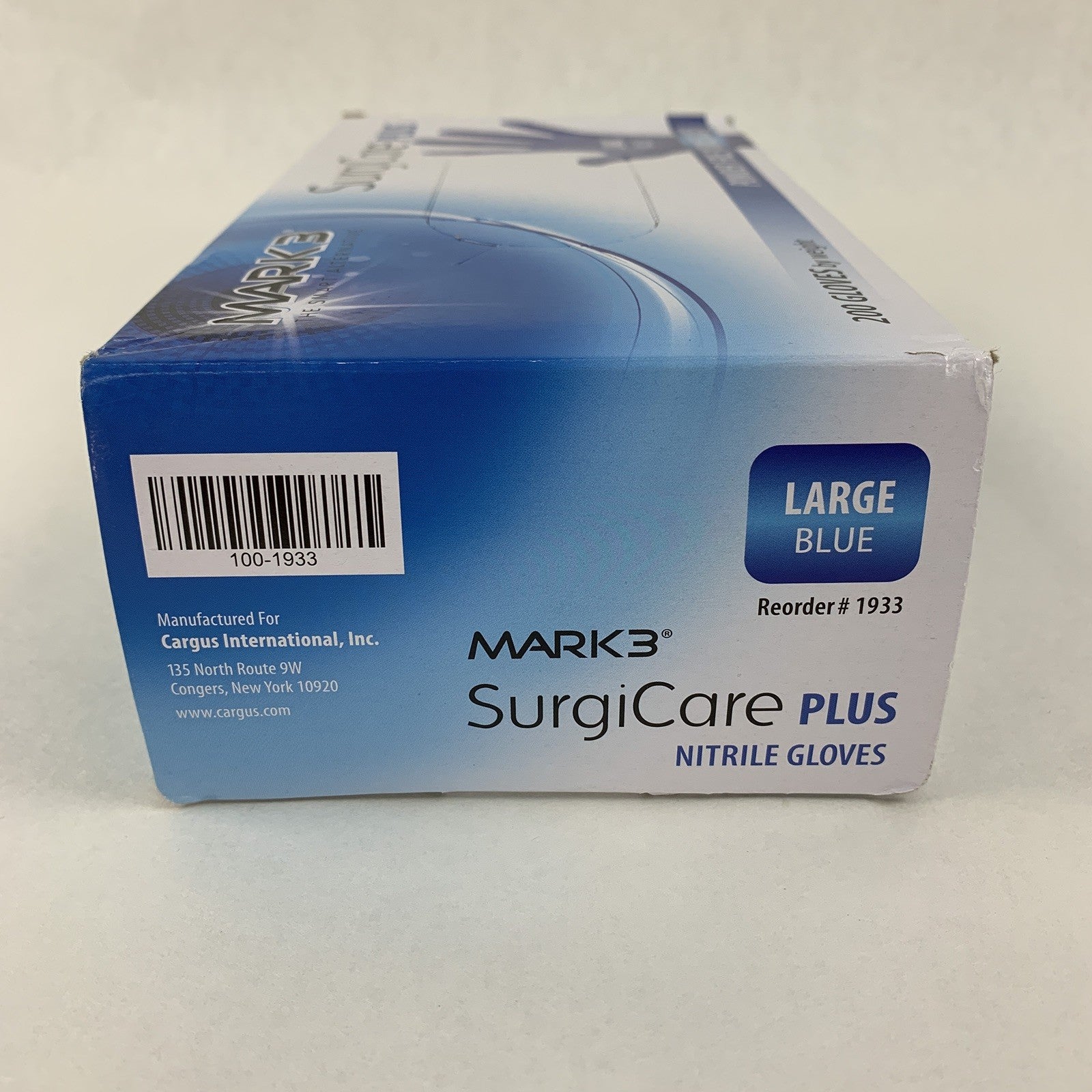 SurgiCare Plus Nitrile Exam Gloves Blue 200 Count Large  MARK3 1933 New