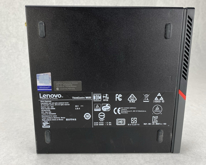 Lenovo ThinkCentre M600 Micro Pentium J3710 1.6GHz 8GB RAM No HDD OS Power Cord
