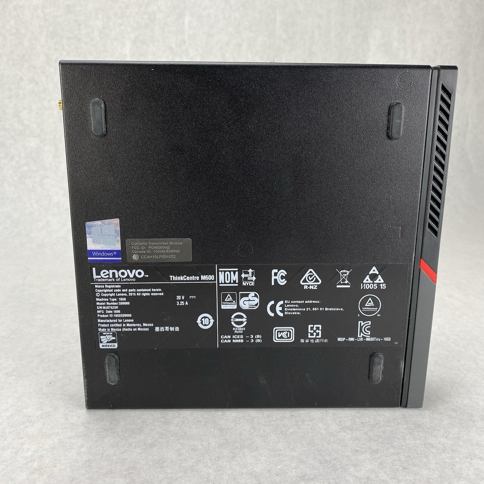 Lenovo ThinkCentre M600 Micro Pentium J3710 1.6GHz 8GB RAM No HDD OS Power Cord