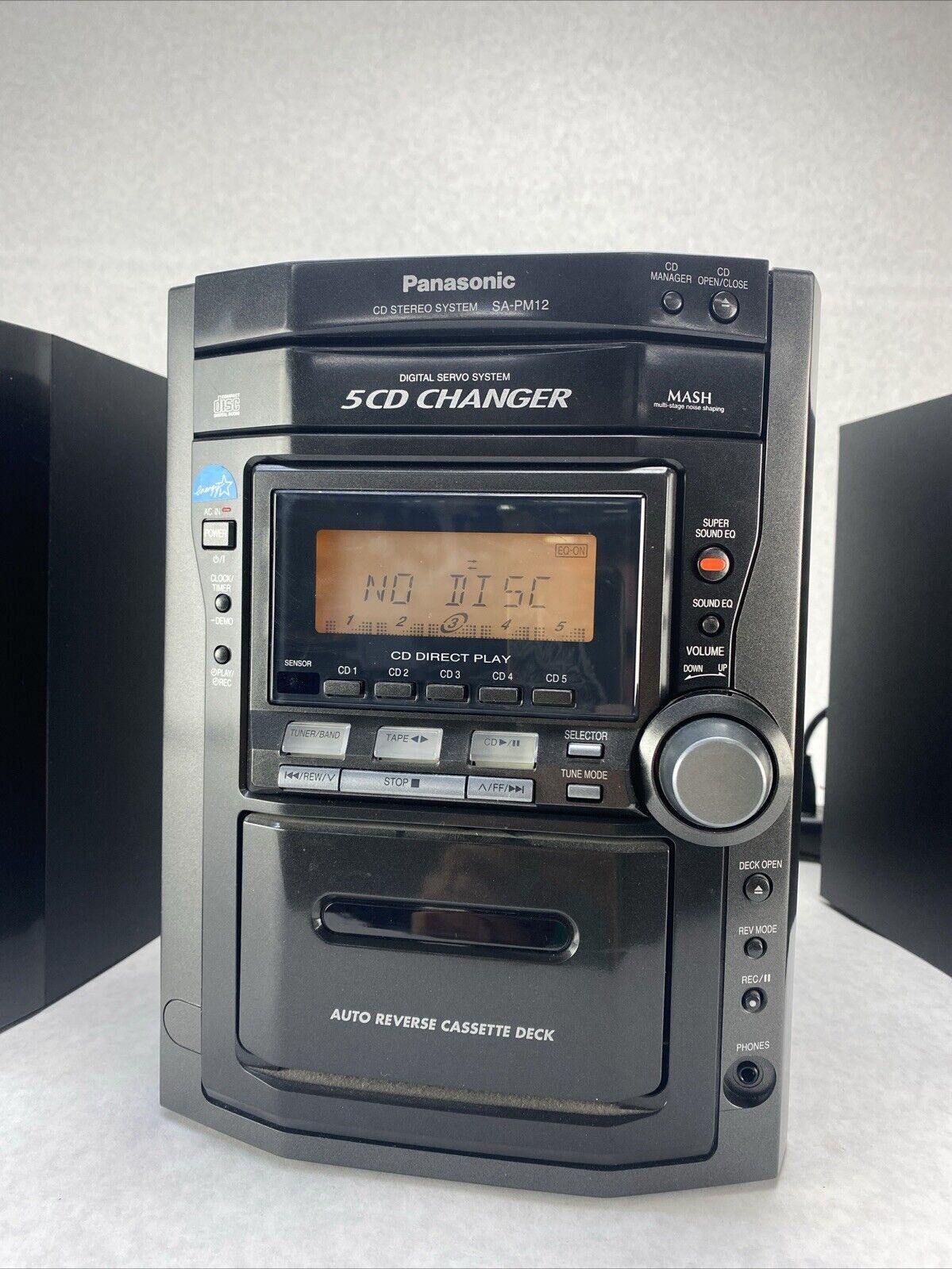 Panasonic SA-PM12 Mini Stereo 5 CD Cassette Tape SB-PM11 Speakers NO REMOTE
