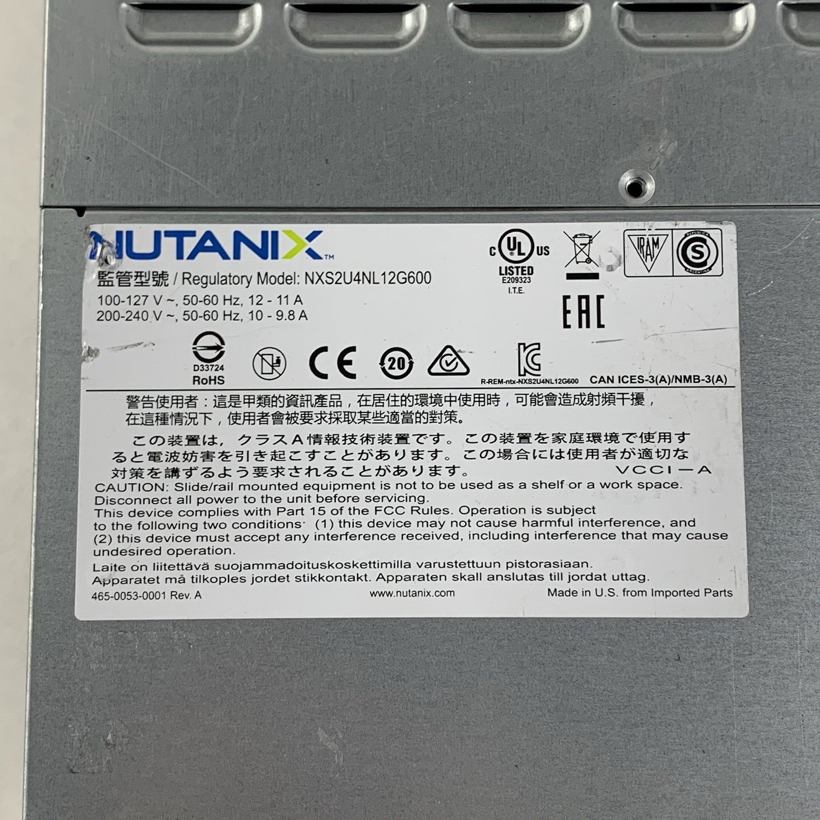 Nutanix NXS2U4NL12G600 12x 3.5" HDD Bay 4x Node Barebones Server 2x PSU6