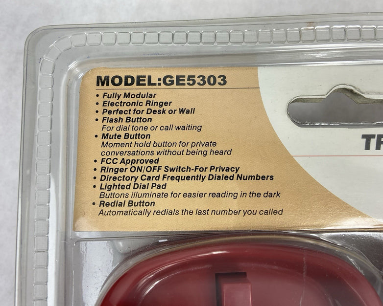 Trimline GE Red Corded Telephone Model 5303 Wall Mount Retro Style New In Box