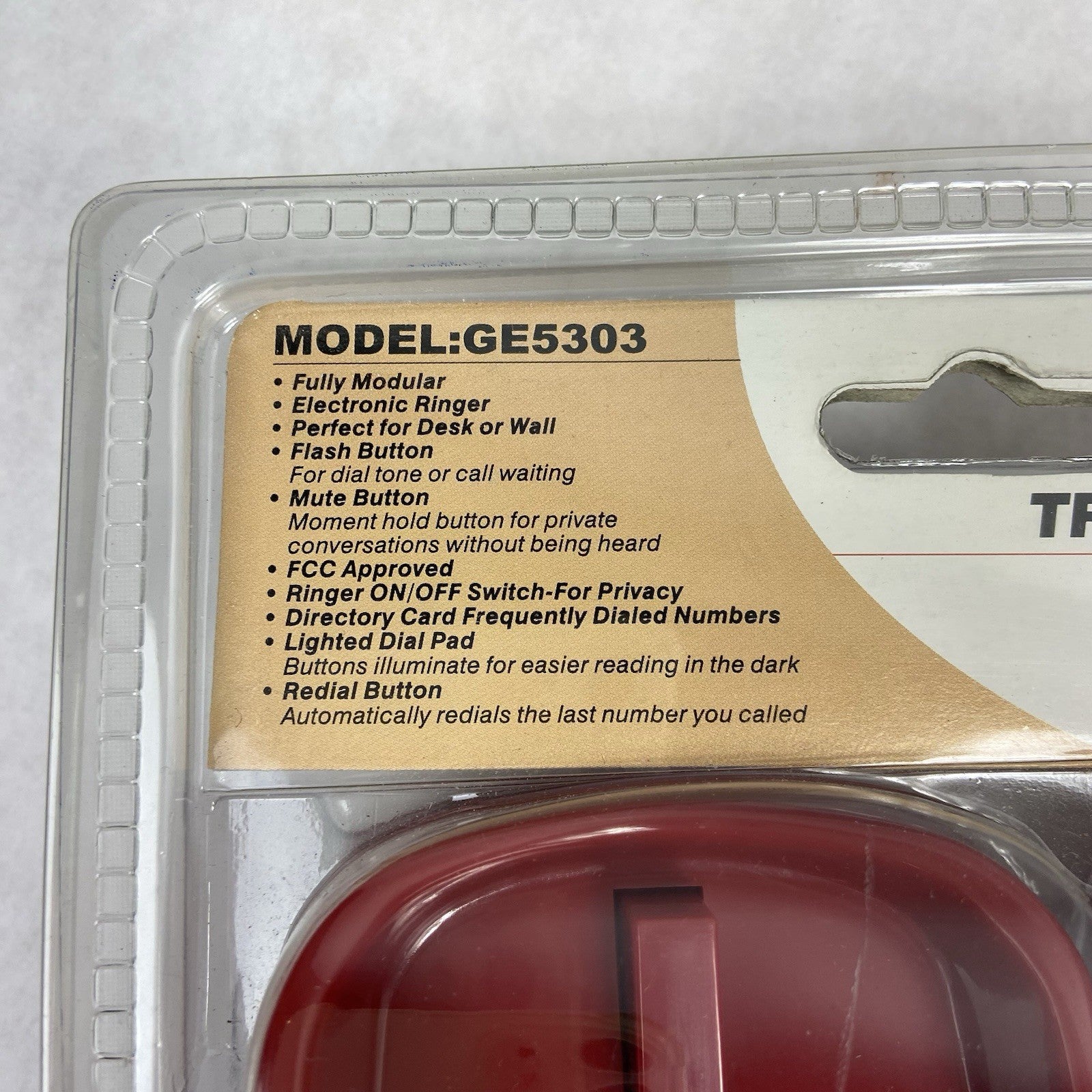 Trimline GE Red Corded Telephone Model 5303 Wall Mount Retro Style New In Box