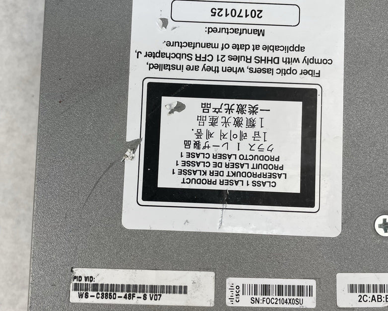 Cisco WS-C3850-48F-S 3850 NM-4-10g 2x PSU 48 1GE RJ-45 V07 - Tested and Reset