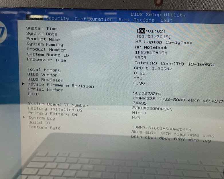 HP 15-dy1091wm 15.6" i3-1005G1 1.20 GHz 8 GB RAM No SSD/OS/AC/Batt- No Wifi Card