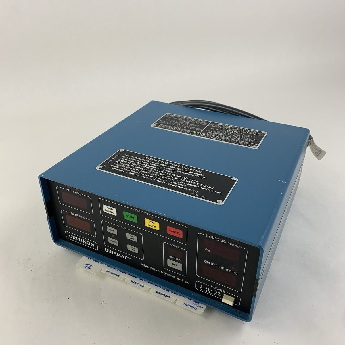 Critikon Dinamap Vital Signs Monitor 1846 SX - Powers On - No Cuff Included1