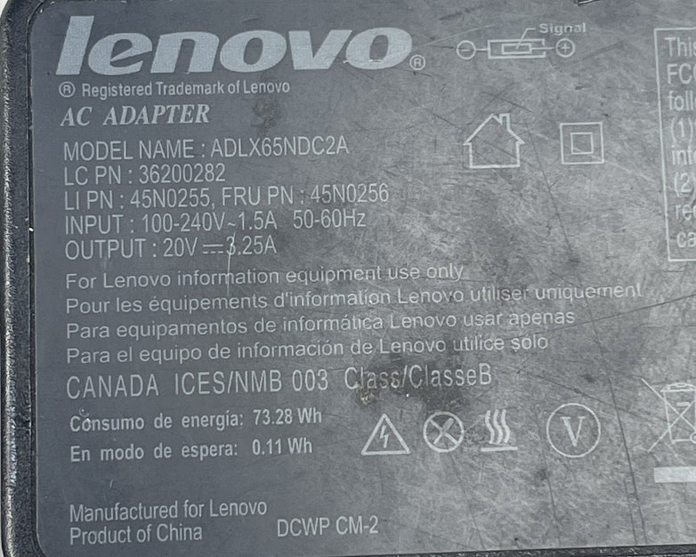 Lenovo ADLX65NDC2A 20V 3.25A 65W Ac Adapter Lot of 5
