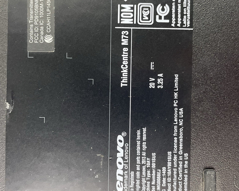 Lenovo ThinkCentre M73 Micro i5-4570S 2.90 GHz 4 GB RAM No SSD/OS/AC - READ