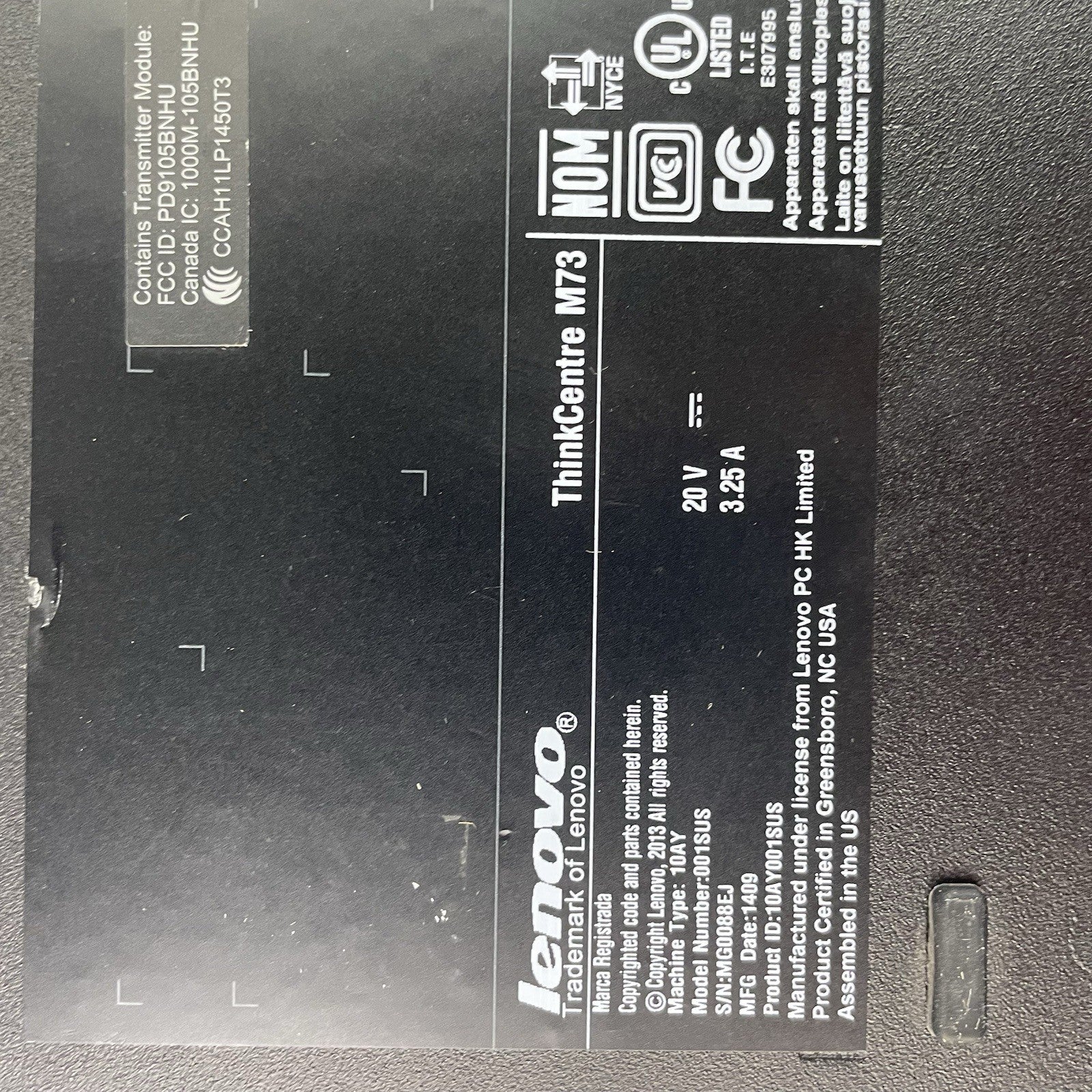 Lenovo ThinkCentre M73 Micro i5-4570S 2.90 GHz 4 GB RAM No SSD/OS/AC - READ11