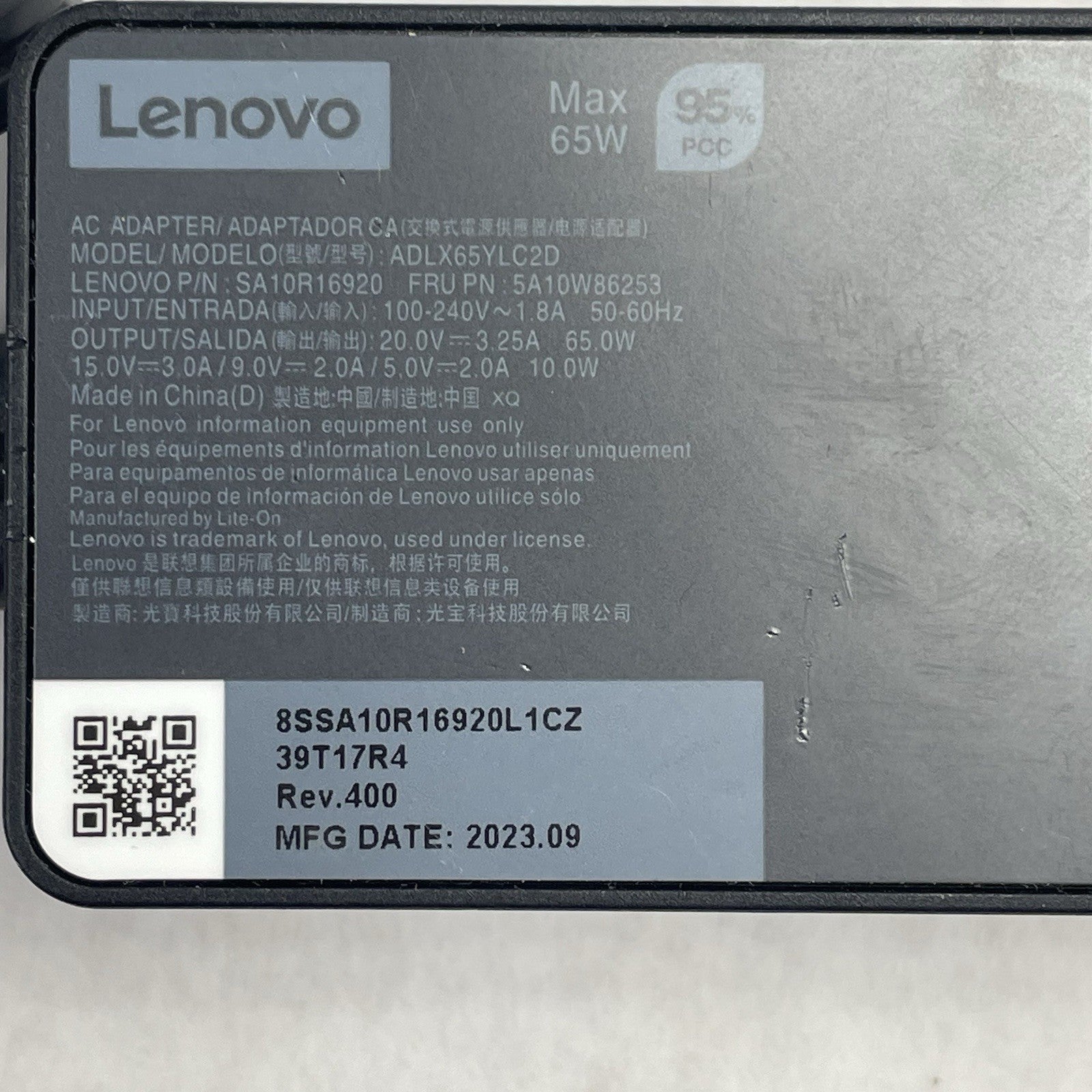 OEM Lenovo 65W USB-C AC Adapter Model ADLX65YLC2D Lot of 55