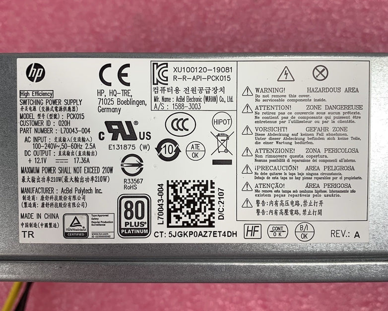 HP PCK015 210W Switching Power Supply